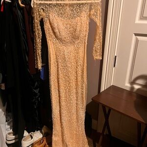 Sequin Long Sleeve Gown. Custom-made.